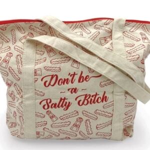 Don't Be A Salty B Bold Cream and Red Tote Beach Bag NIP